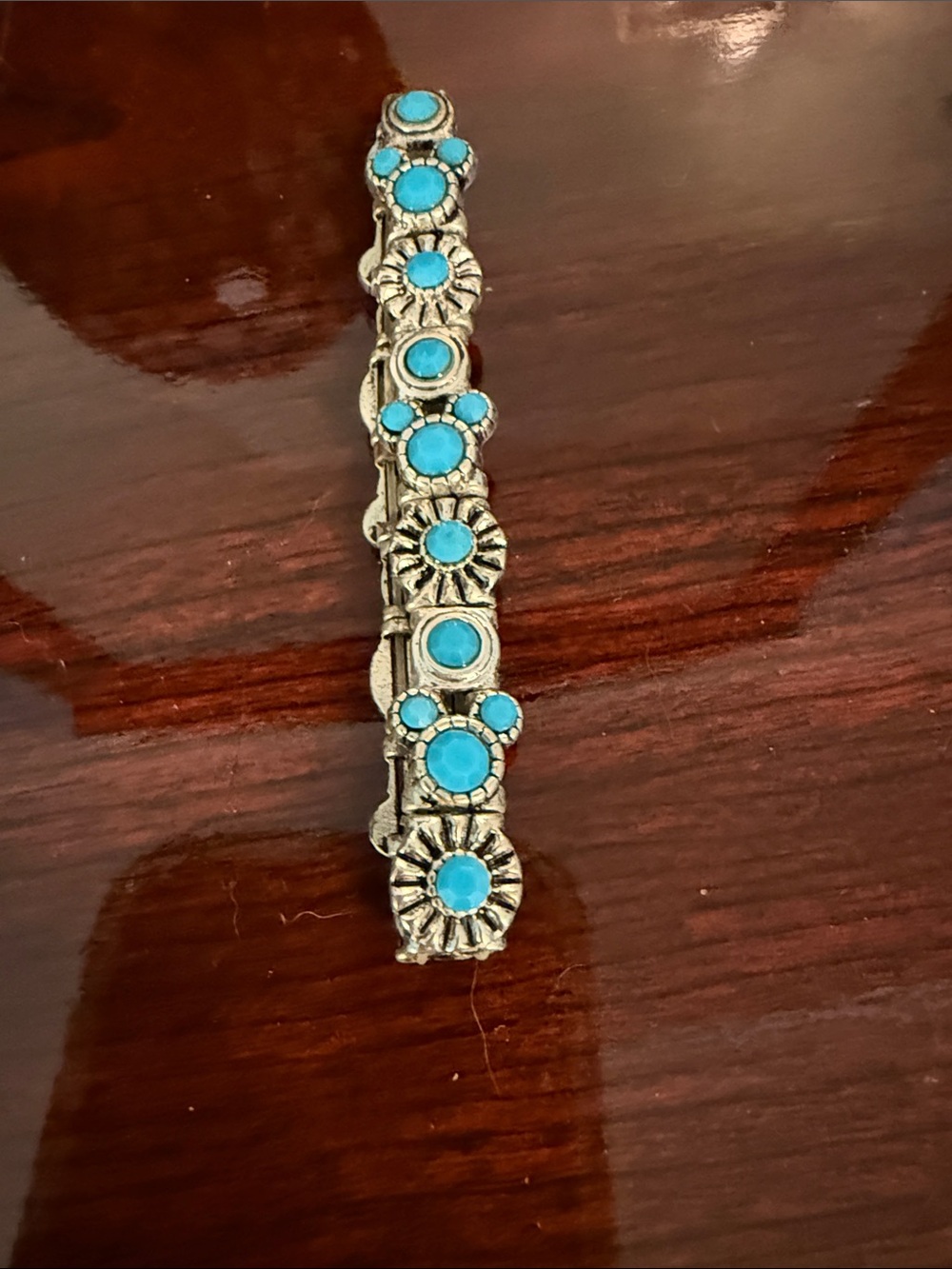 Disney Turquoise Accent Silver-Tone Mickey Bracelet